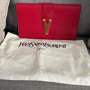 Yves Saint Laurent vintage Vibrant Red Leather Clutch
